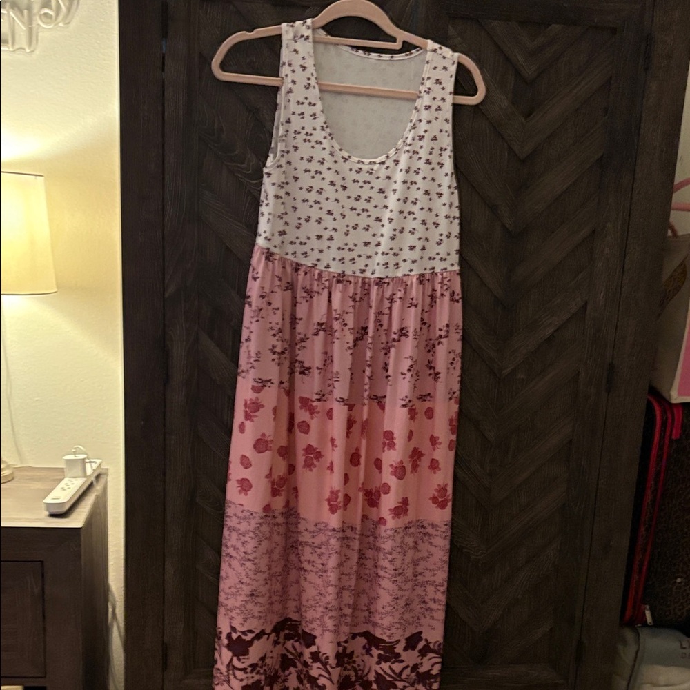 Floral Pink and White Maxi Dress